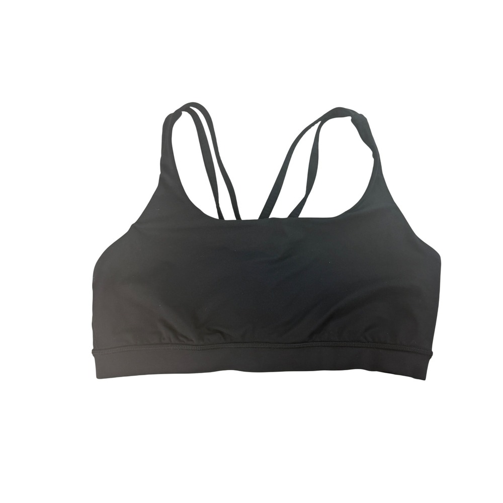 Lululemon Womens 10 Energy Bra Black Strappy Back Medium Support Yoga Active